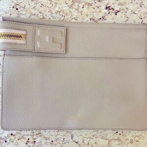 India Hicks Pebbled Leather Cream Clutch